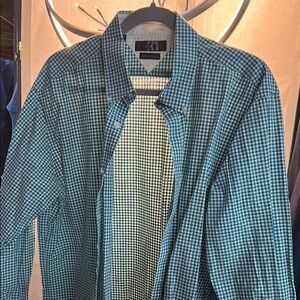 Green Checkered Button-Up Shirt